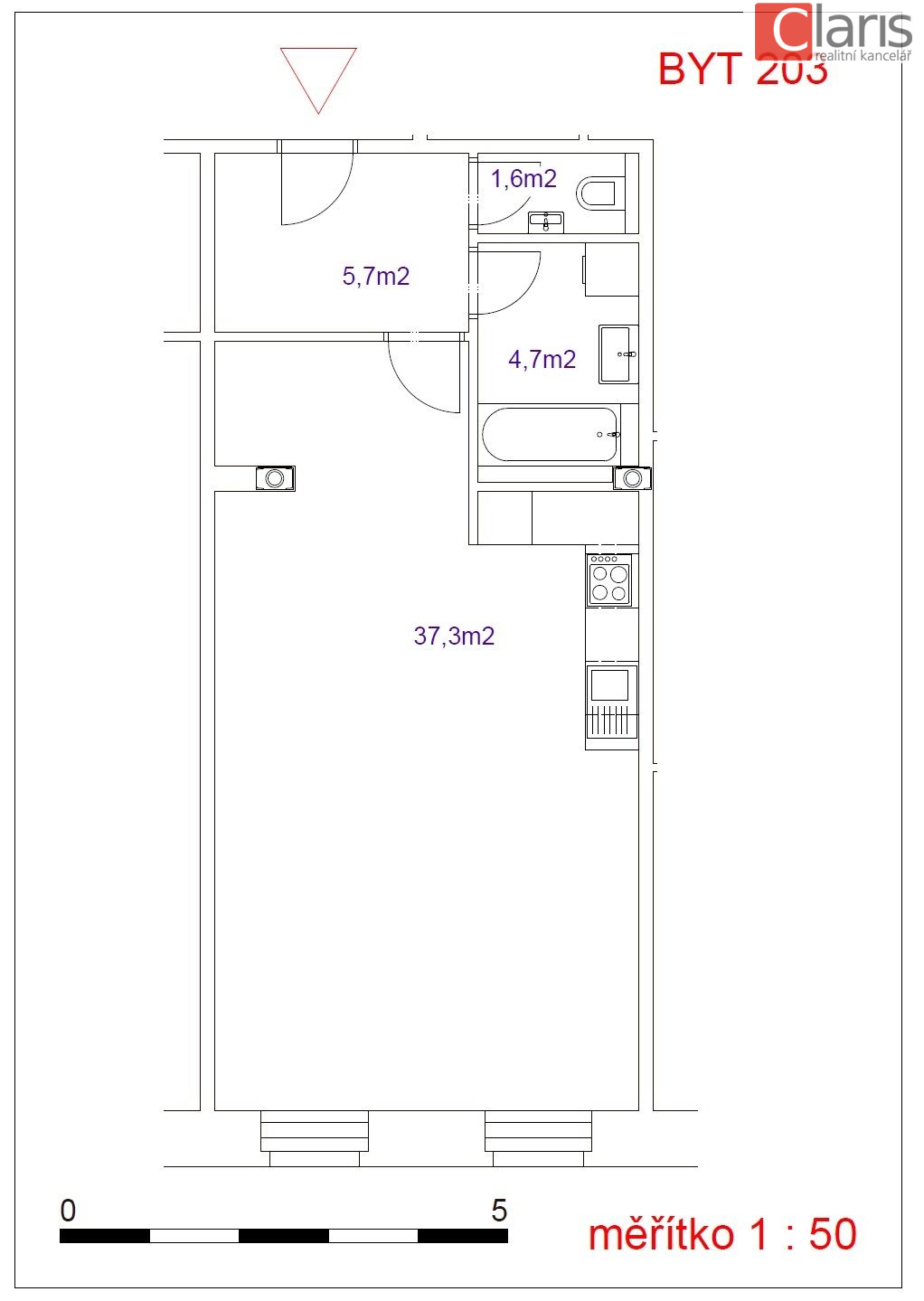 Pronájem bytu 1+kk, Nový Jičín, Hoblíkova - obrázek č.6
